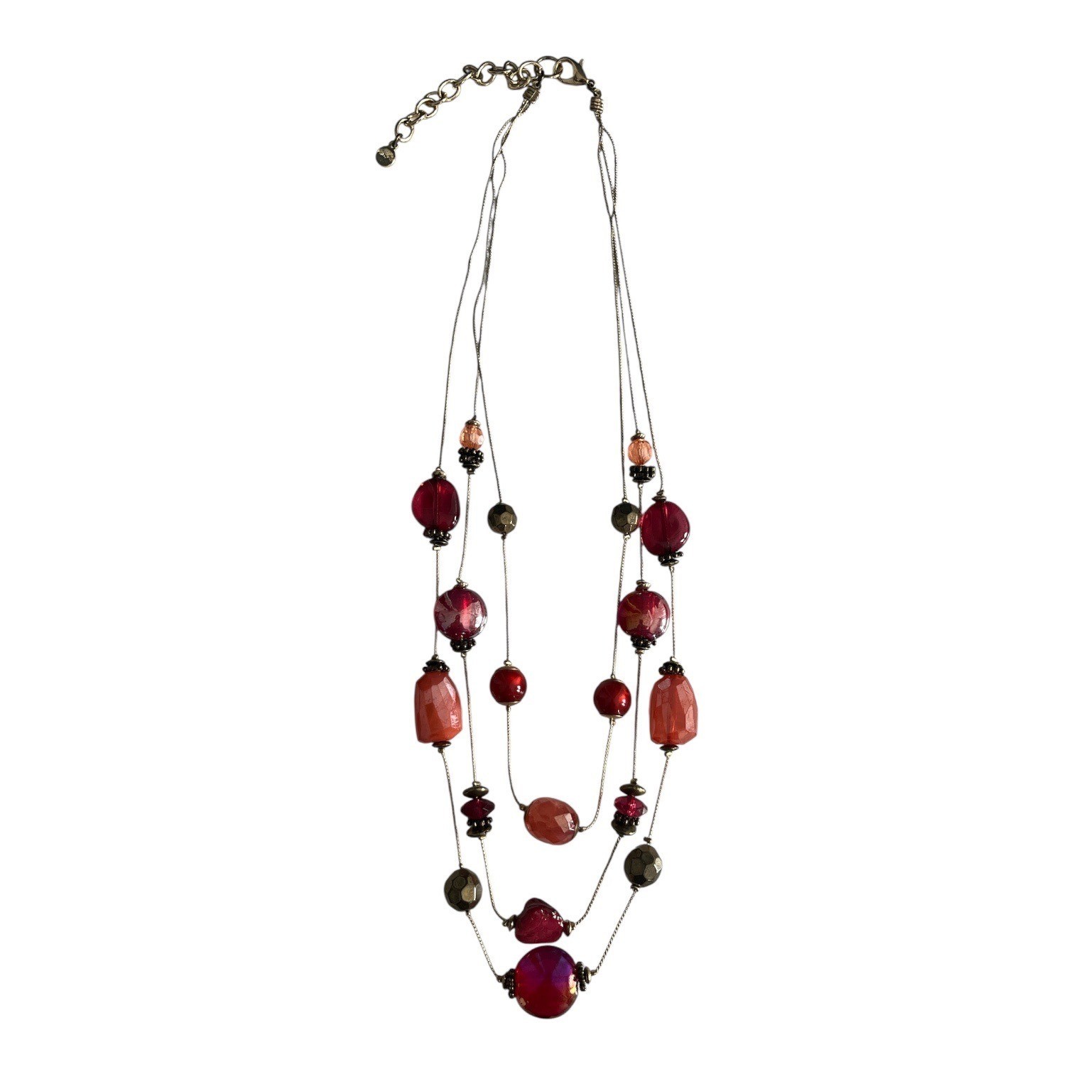 Ruby Rd Multi Strand Beaded Necklace Ruby Red Lay… - image 2