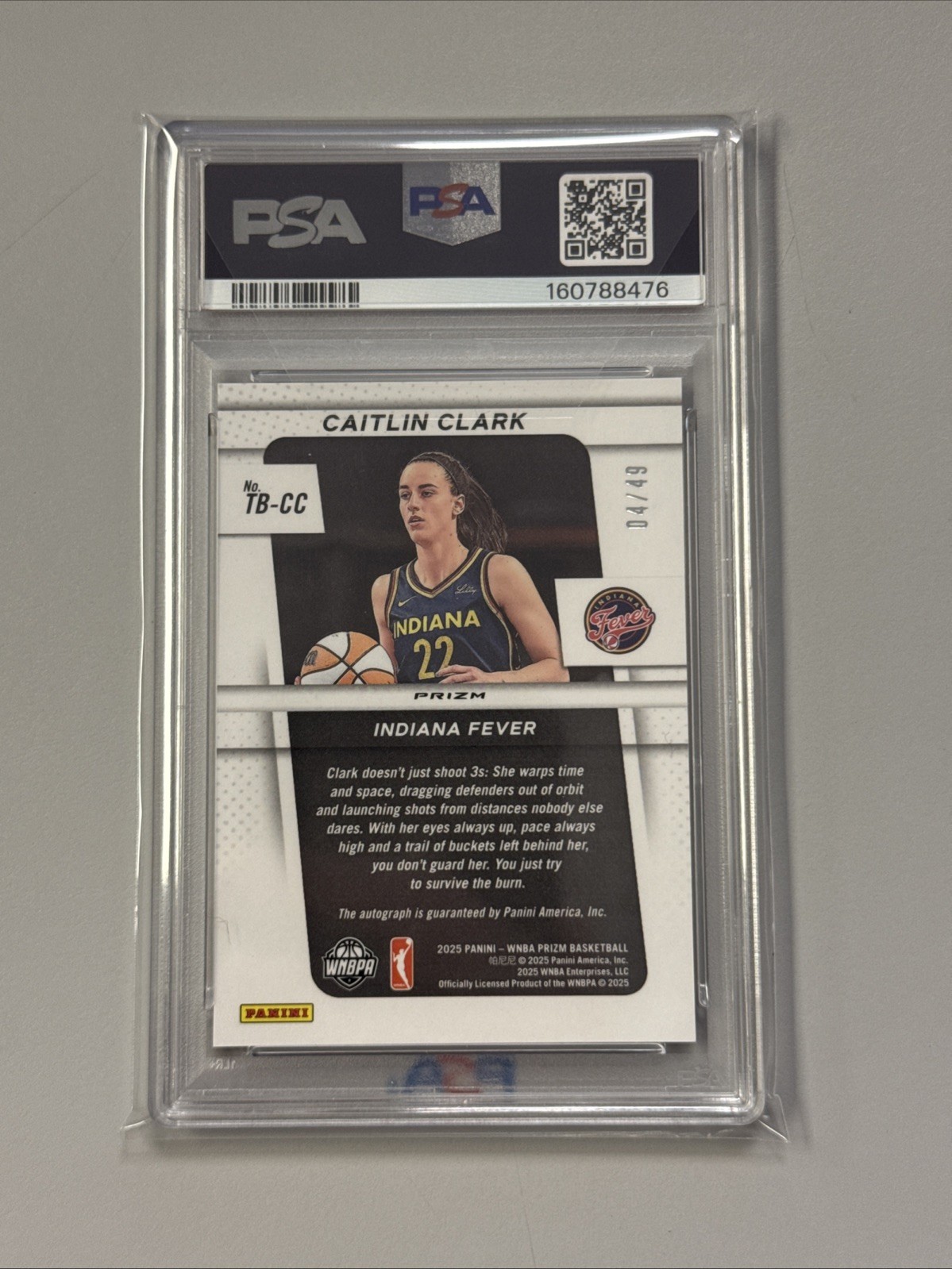 2025 Prizm WNBA Caitlin Clark Throwback Purple Auto /49 Psa 9  view 2