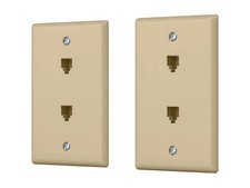 Monoprice Duplex Phone Jack Plate - Ivory (2 pack) | (4P4C) Phone Lines