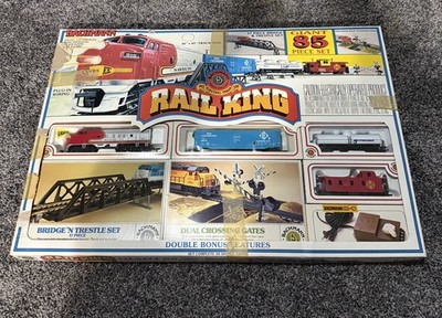 Bachmann Rail King HO Scale ~85pc* Piece Train Set Santa Fe Engine + Accessories
