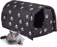 Outdoor Feral Cat House - Weatherproof Stray Cats Shelter, Foldable Thicken W...