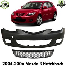 Front Bumper Cover Primed Bumper Grille Kit For 2004-2006 Mazda 3 Hatchback Front Bumper Cover Primed Bumper Grille Kit For 2004-2006 Mazda 3 Hatchback