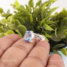 Pear Tanzanite Gemstone Promise Solitaire Wedding Ethnic Ring Sterling Silver