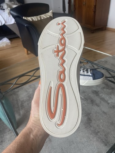 * SANTONI * azul - blanco elegante zapatillas zapatos cuero talla 48 US 13 UK 12 - Imagen 10 de 19