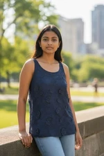 GAP Womens Tank, Cotton And Silk With Floral Applique, Sz M. EUC