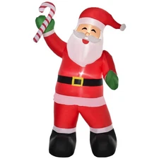 HOMCOM 8' Christmas Inflatable Santa Claus w/Candy Cane,Outdoor Blow-Up Yard Dec