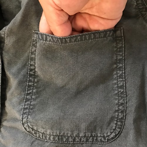Top de mujer Rag & Bone S azul con botones bolsillo manga larga dobladillo alto cuello - Imagen 10 de 13