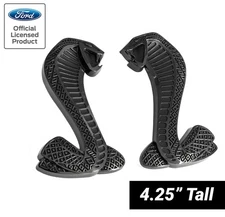 2007-2014 Shelby GT500 4.25" Cobra Snake Fender Side Emblems Black Pair