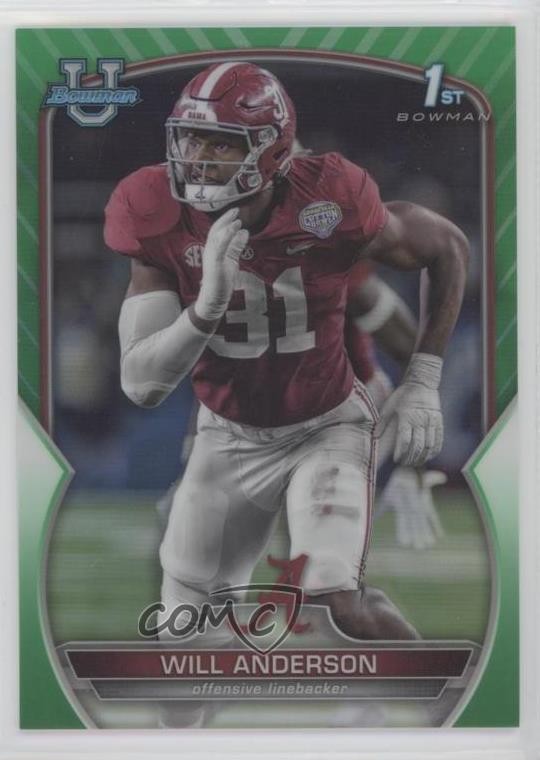 2022 Bowman U Chrome Green Refractor /99 Will Anderson #52 0s55