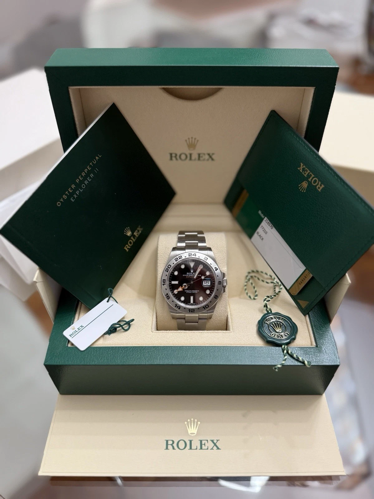 Rolex Explorer II Stainless Steel Black Dial 42mm 216570 Complete Full Set 07/20