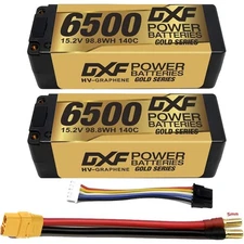 DXF 2PCS Performa Racing Graphene HV Lipo 6500 15.2V 140C Battery GOLDEN 5MM