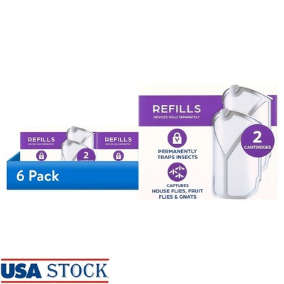 Flying Insect Trap Refill Kit 6 Pack Odorless Sticky Cartridges Bug Catcher New