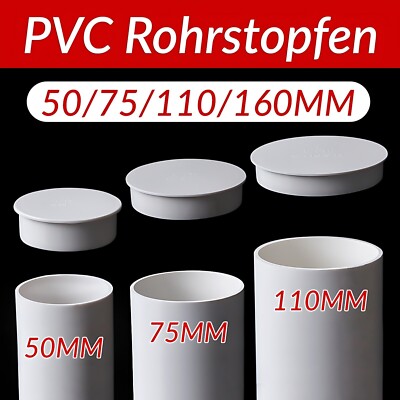 Ø 50/75/110/160mm PVC Abflussrohr Endkappe Rohr Deckel Formstücke Weiß