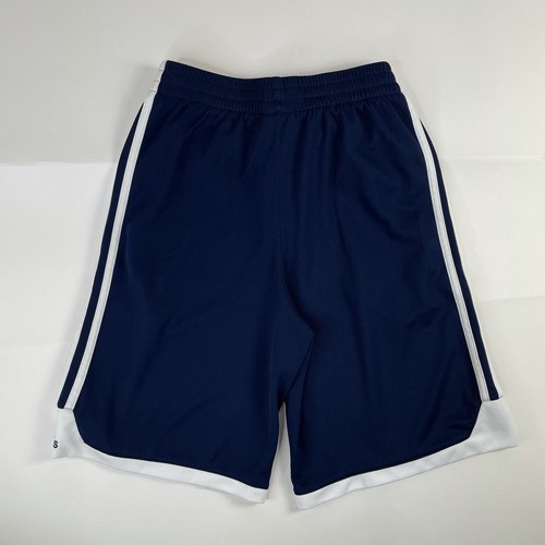 Adidas Shorts Medium 10-12 Navy Blue White Youth Kids 3 Stripes Used Casual - Picture 10 of 10