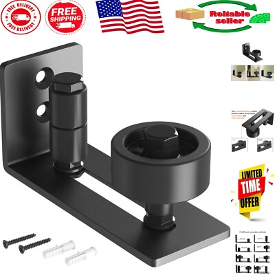 Adjustable Black Barn Door Floor Guide with 8 Setup Options - Easy Install