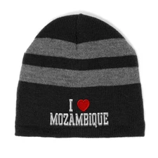 Striped Beanie for Men & Women I Love Mozambique Acrylic Fleece Skull Cap Hats