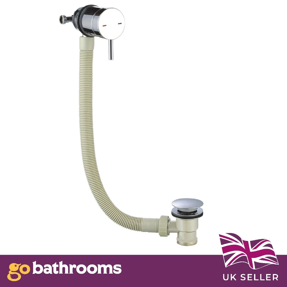 Freeflow Bath Filler Overflow Chrome Modern With Waste Plug Bathroom Tap