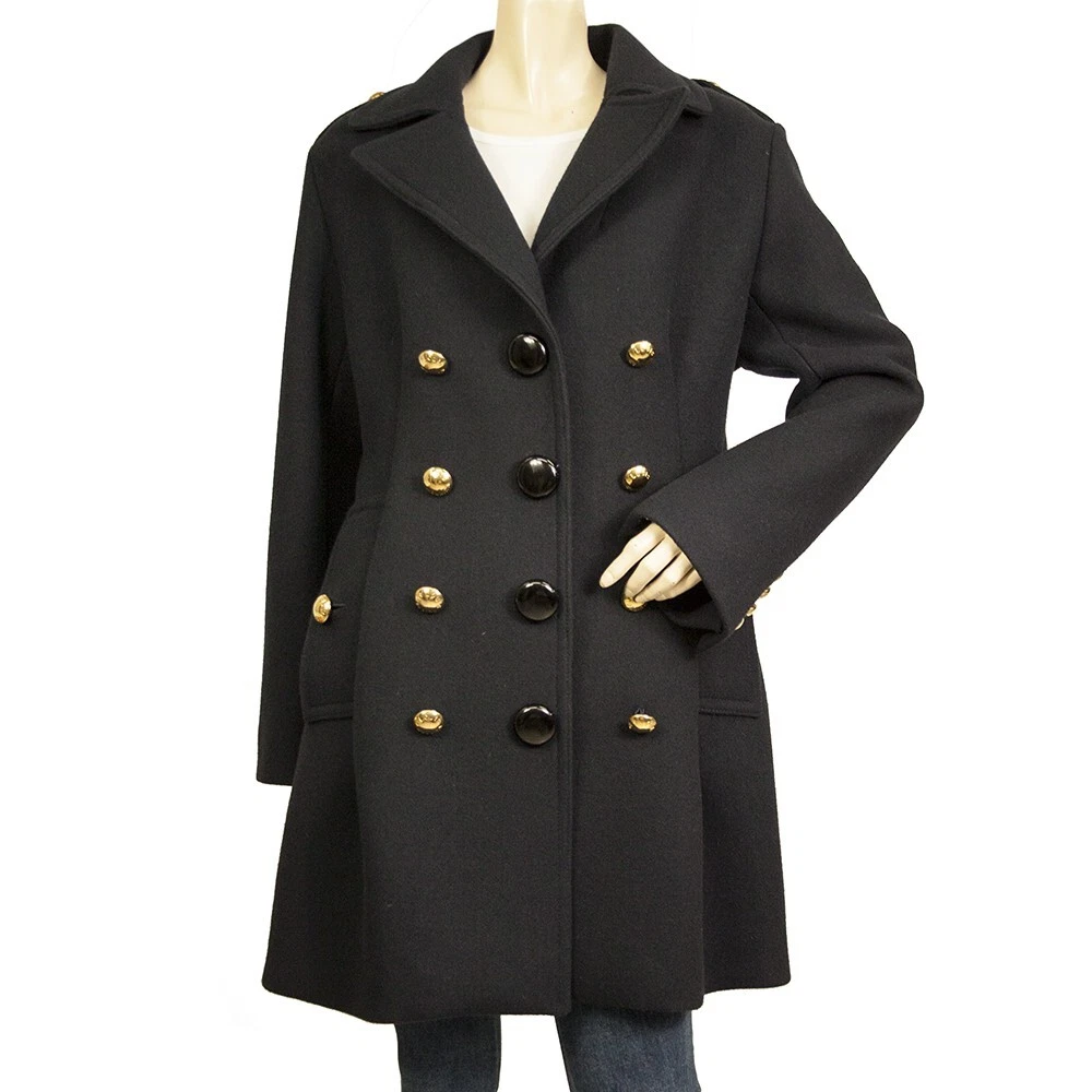 Louis Vuitton dark blue wool angora blend classic coat with gold