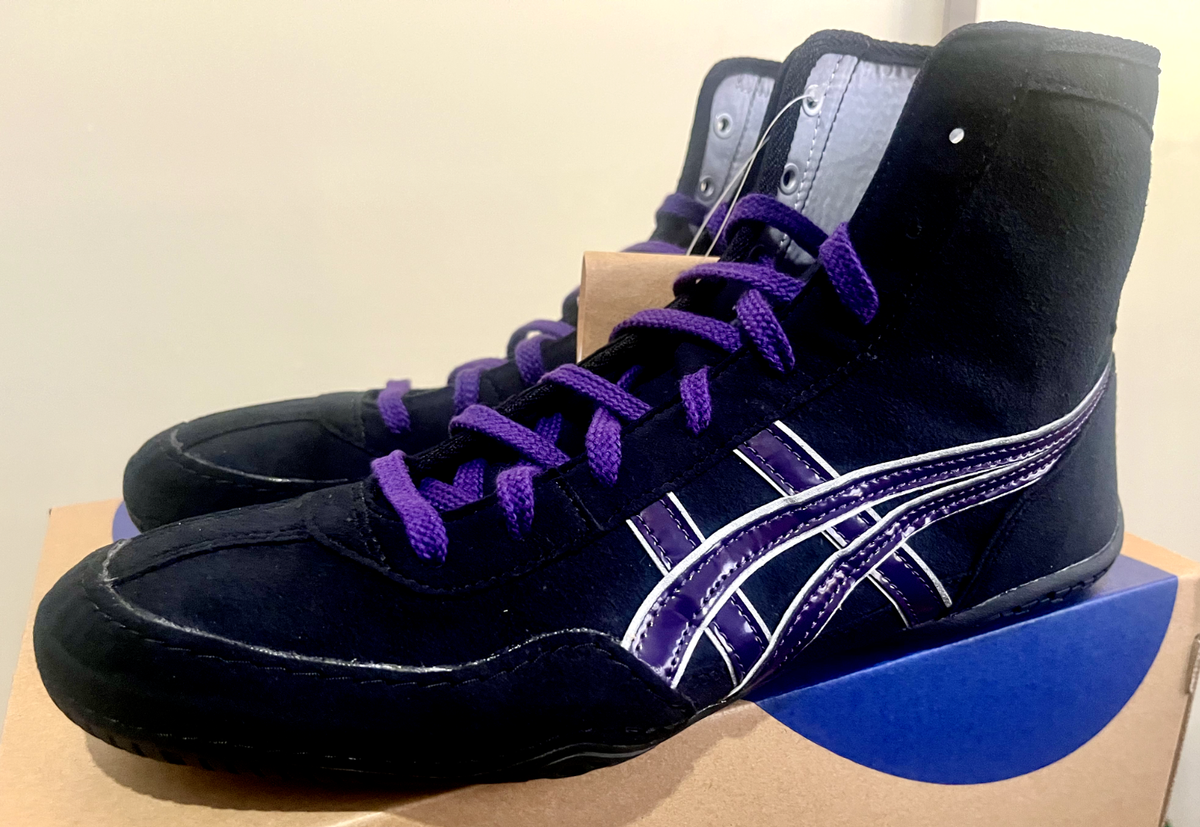 Opt Laces Purple Asics Wrestling Shoes EX-EO 1083A001 Black x