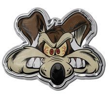 looney tunes wile e. coyote chrome auto emblem usa made