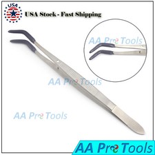 DOUBLE BENT TWEEZERS RUBBER TIPS PVC COATED JEWELLERY HOBBY CRAFTS