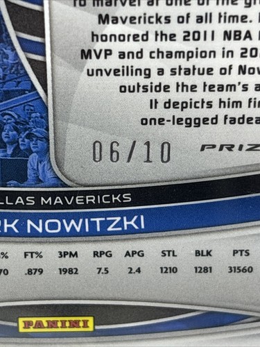 2022-23 Panini Spectra #148 Dirk Nowitzki /10 Gold Prizm Mavericks NBA HOF NM+ - Picture 3 of 3