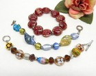3 pc. Silver Tone, Lampwork Art Glass Bead Bracelet Lot