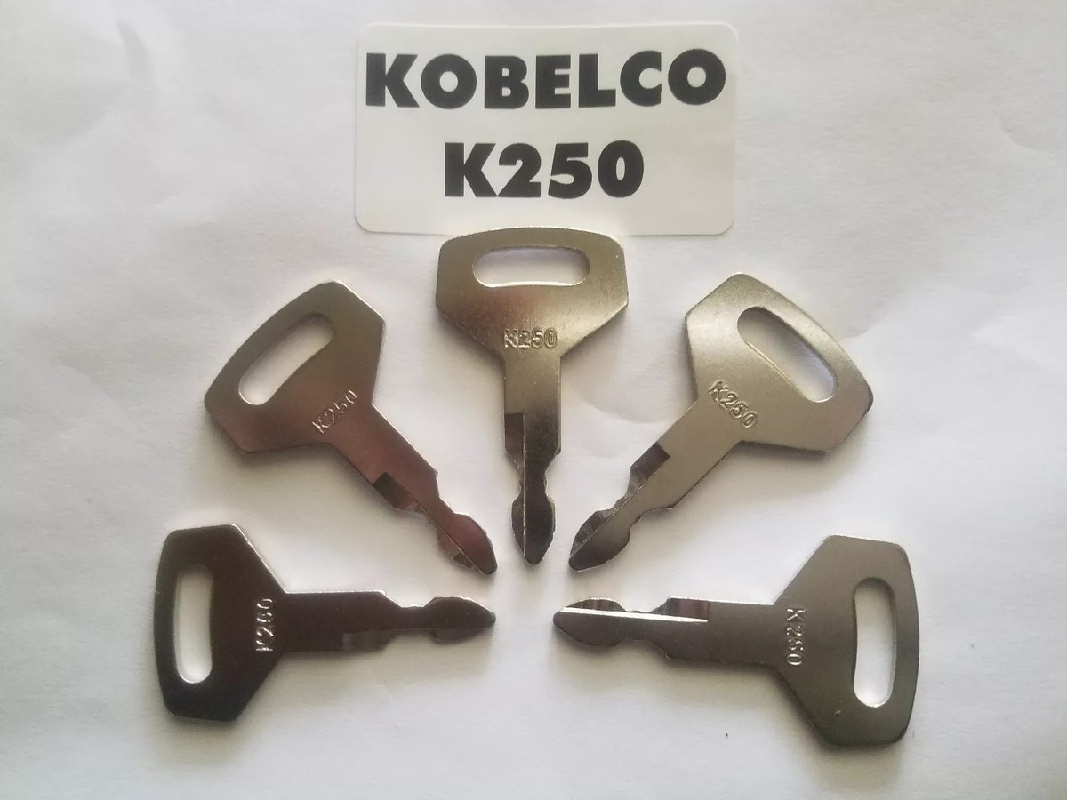 4-Pack Heavy Equipment Key Blank K250 - Fits Case, Kawasaki, Kobelco Excavators & Loaders