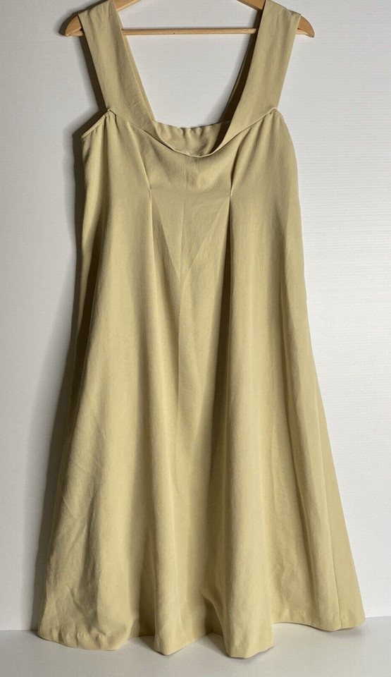 Veronika Maine Dress Women 8 Pale Yellow Strappy Sleeve Midi Fit & Flare Lined