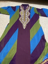 women pakistan kurtis dresses pishwas wedding purple and blue