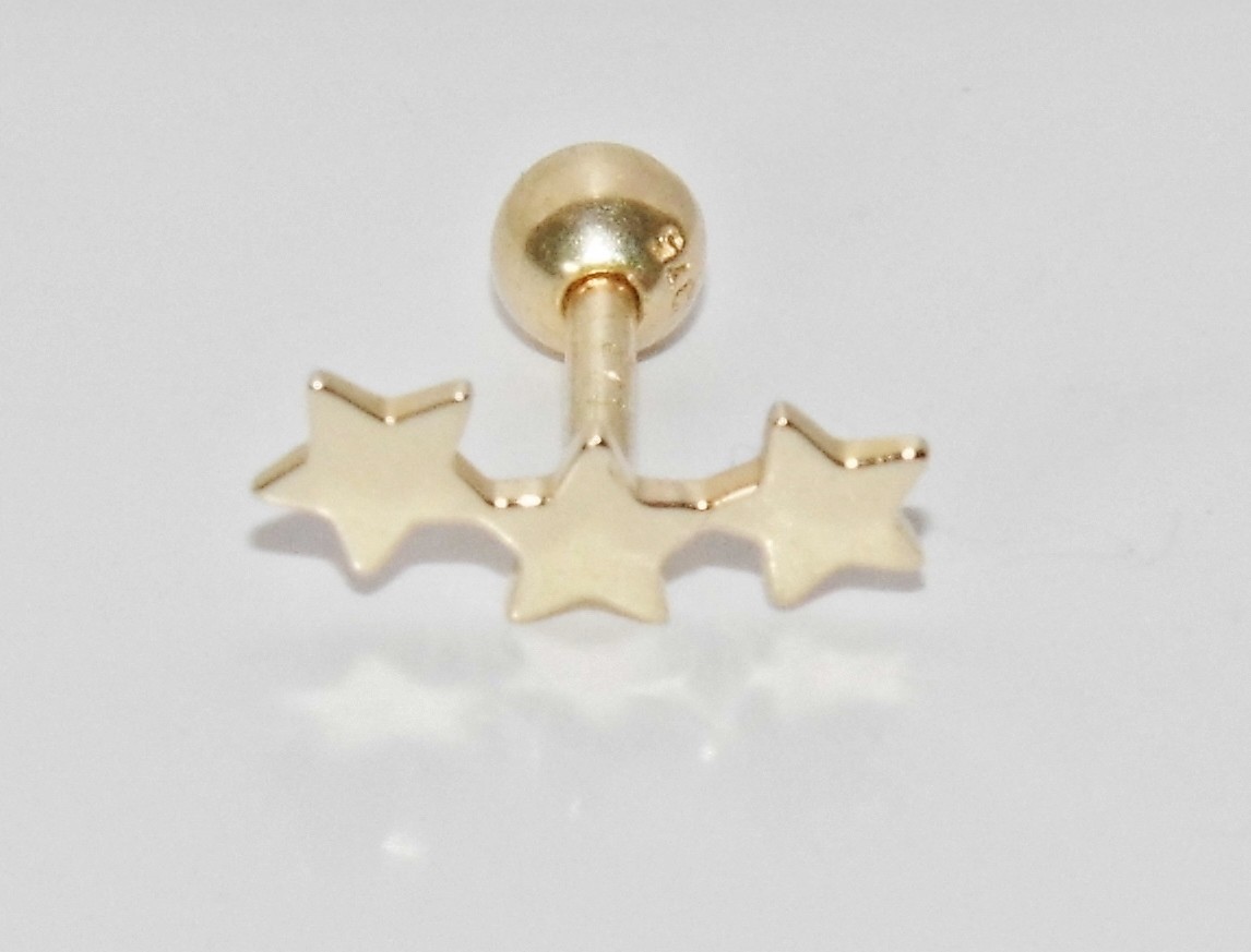 14K Gold Push Heart Flat Back Earring