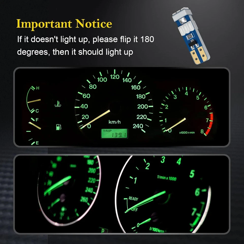 10* T5 Bombilla LED 37 Verde 3014-9-SMD 2721 74 73 2723 Cuña Bombilla LED Alta Calidad Foto 2 de 4