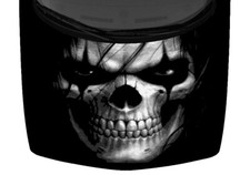 Grayscale Skull Grunge Evil Eyes Fierce Clown Truck Hood Wrap Vinyl Car Graphic