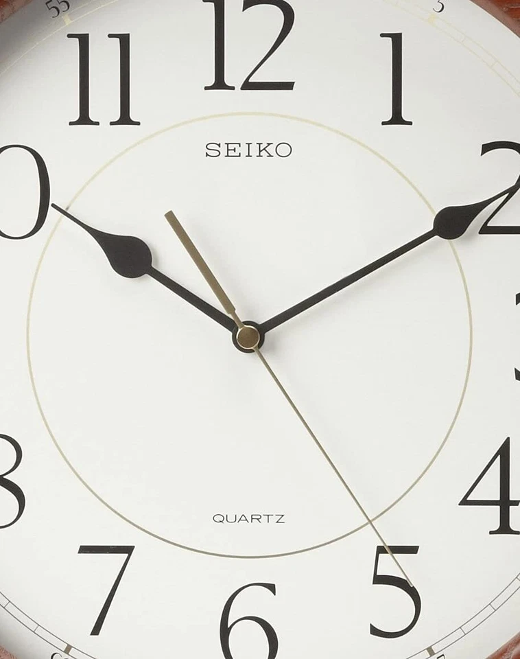 Seiko Wall Clock Quiet Sweep Second Hand Dark Brown Solid Oak Case - Image 3 of 3