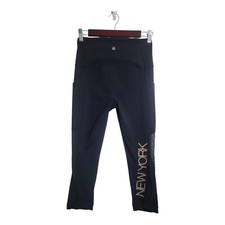 Lululemon Pants Women 6 Black Train Times Crop Athleisure Embroidered LW6ADFS