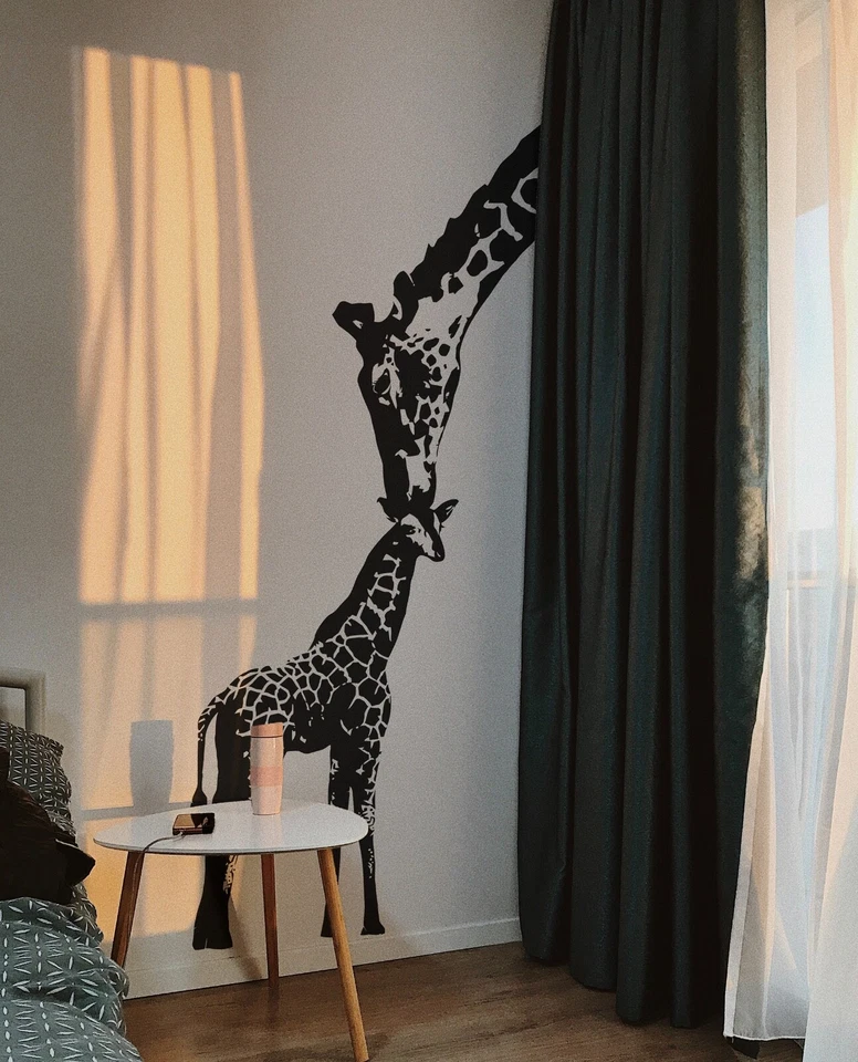 Calcomanía de pared para bebé jirafa madre jirafa pegatina. Africa Safari (negro) #384 Foto 2 de 4