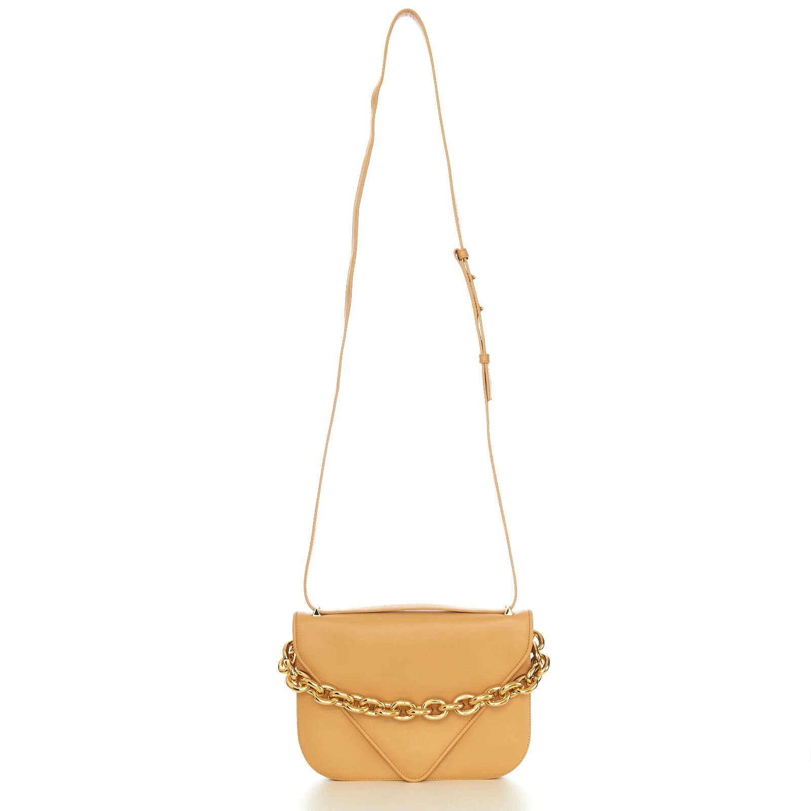 Bottega Veneta — BOTTEGA VENETA 3900$ 'MOUNT' Medium Envelope Chain Bag In Almond Leather