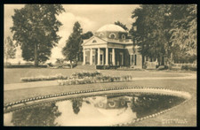 Postcard Monticello West Front Gardens and Fish Pool Thomas Jefferson Home. L