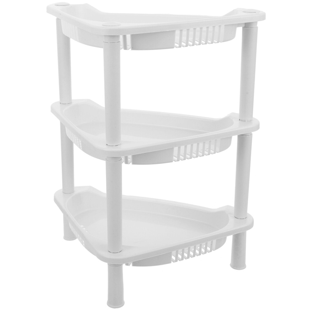 3 Layer Plastic Small Storage Shelves Plastic Basket Corner Shelf