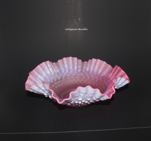 VIKTORIANISCHE ROSA SATIN KOCHNÄGEL BRAUT KORB SCHALE - Bild 2 von 7