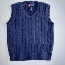 Chaps Vest Boy Pullover Blue Cable Knit Size 6