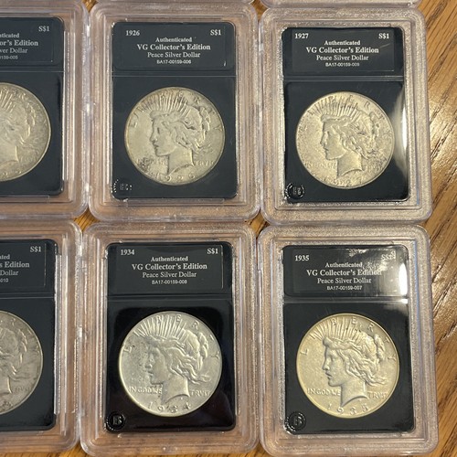1922 - 35 VG Peace Silver Dollar Set Bradford Exchange 9 Coins W/ COA - Picture 7 of 14