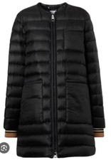 Burberry Bainton Black Icon Stripe Cuff Down Puffer Coat Jacket Size Xxs