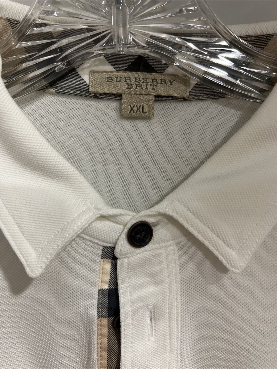 Burberry London Polo Long Sleeve Shirt White XXL | eBay