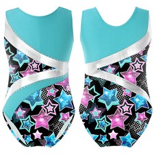 Kids Girls Shiny Pattern Gymnastics Leotard Biketard Bodysuit Jumpsuit Playwear