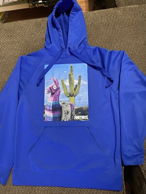 Fortnite Hoodie Pullover Medium Blue Llama Sweatshirt - Worn Only 1 Time SOFT