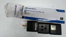 (QTY 3) Cable Matters 3 Outlet Grounded Power Cube Wall Tap Adapter 400011-BLK