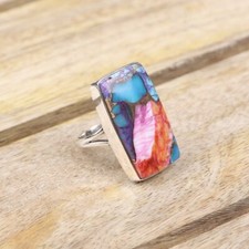 Oyster Turquoise 925 Sterling Silver Band Statement Ring Handmade Ring All size