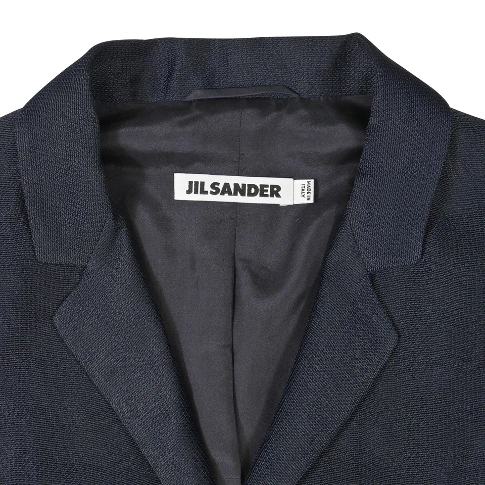 Blazer feminino Jil Sander borda crua peito único em viscose azul tamanho 36 - Imagem 4 de 4