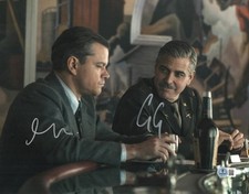 GEORGE CLOONEY MATT DAMON SIGNED AUTOGRAPH OCEANS ELEVEN 11x14 PHOTO BECKETT